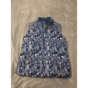 Eddie Bauer Women's premium goose down Vest Puffer Blue Floral L